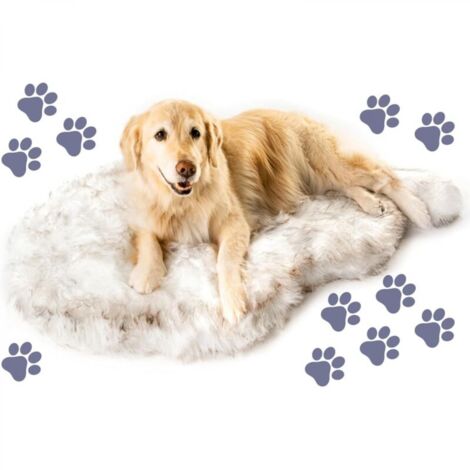 Panier orthopédique pour grands chiens, en fausse fourrure douce et moelleuse, avec mousse à mémoire de forme pour soulager les douleurs (1/4)