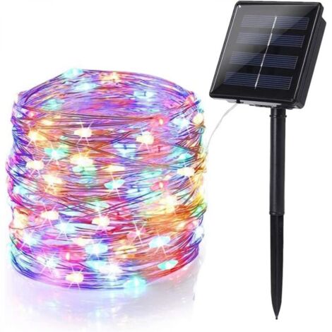 Guirlande de Noel Solaire Exterieur,22M 200 LED Guirlande Lumineuse Solaire Lampe Étanche 8 Modes Décoration Lumièr pour Jardin Terrasse Cour Maison Fête Mariage Arbre de Noël,Multicolore (1/5)