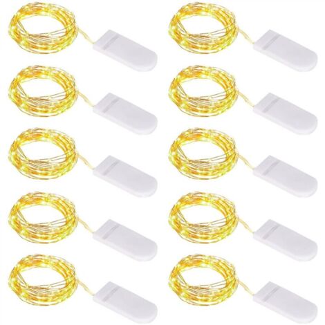 Guirlande Lumineuse [Lot de 20], Mini Guirlande LED a Pile M 0 LEDs Fil de Cuivre Intérieur et Extérieur Décoration Lumière pour Chambre Noël Mariage Fête Soirée Maison Jardin (Blanc Chaud) (1/5)