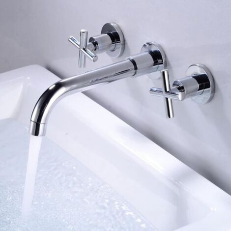 Robinet en cuivre massif avec bec pivotant à 360°, manomètre de cuisine et de salle de bain, bouchon à main argenté (1/5)