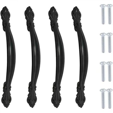 Ineasicer 4 pièces Poignee de Meuble Vintage Poignet de Porte Cuisine Meuble de Alliage Poignées de Placard Noir Poignée en arc D'armoire,pour Commodes Salles de Bains,Entraxe de trous 128mm (1/4)