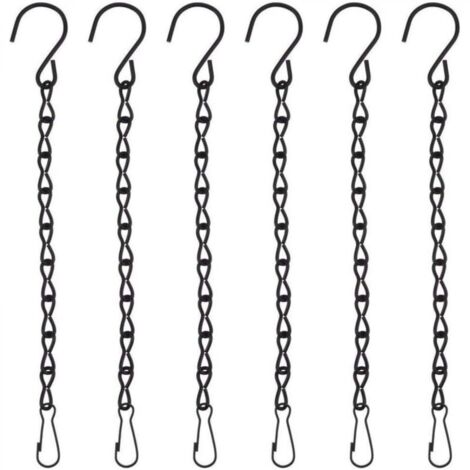 6 pièces Chaîne de Suspension, Chaîne en Métal de Suspension Plante Panier Pot de Fleurs, Porte Plantes Intérieur Ou Extérieur Suspension Plante Macramé Cintre Décoration du Jardin (Noir)
