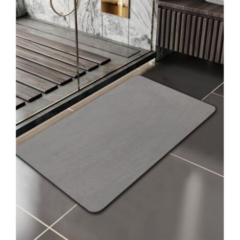 Ineasicer Tapis de Bain Antidérapant, 40X60cm Tapis de Bain, Absorbant Tapis Douche Diatomite, Microfibre Absorbant Tapis Vaisselle, Tapis À Séchage Rapide, Gris (1/4)