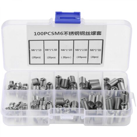 Filets Rapportés Type, 100pcs Inserts Filetés Auto-taraudeurs, M6 Insert fileté, d'inserts de filetage en fil hélicoïdal en acier inoxydable (1/5)