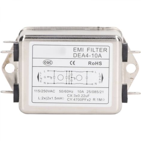 Filtre De Ligne Électrique Suppresseur De Bruit Filtre d'Alimentation Emi Suppresseur De Bruit Purificateur Audio Ac Monophasé Ac115v/250v 50/60hz 10a Type De Puce (1/5)