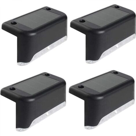 Lot de 4 lampes solaires à LED pour terrasse, jardin, allée, escaliers, clôture, étanches IP65 (1/5)