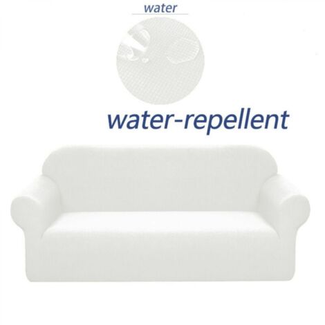 Housse de canapé stretch, imperméable et résistante aux éraflures pour canapé 2 place Motif élégant Avec rouleaux de mousse antidérapante (canapé 2place,blanc pur)-145-185cm (1/5)