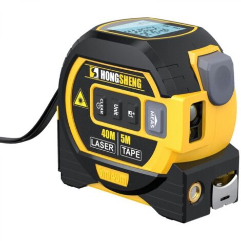 Morceau de mètre ruban numérique, télémètre laser de 40 m et mètre ruban de 5 m, unités d'affichage numérique en temps réel en FT/M/in (1/5)