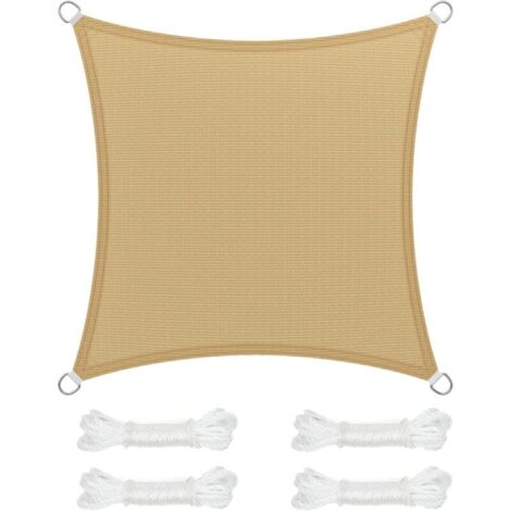 Ineasicer Voile d’Ombrage 3.6 x 3.6 m, Protection Solaire en Tissu HDPE, Respirant, Perméable à l’Eau, pour Terrasse, Jardin, Balcon, Camping, Carré, Concave, Jaune Sable (1/5)