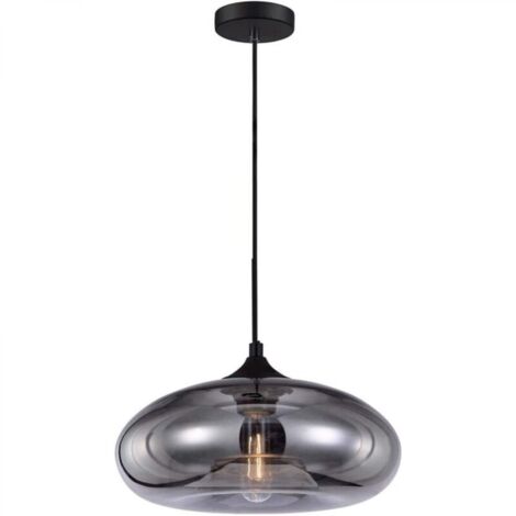 Ineasicer Suspension Industrielle Vintage Ronde en Verre Coloré, Lampe Suspendue au Plafond Retro Loft Bar E27, Lustre Pour Cuisine Salle À Manger Chambre (Argent) [Classe énergétique A+] (1/5)