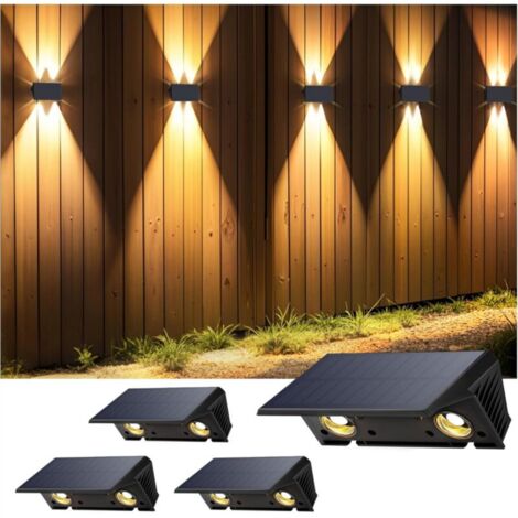 Applique murale solaire d'extérieur, blanc chaud, 1 500 mAh, étanche IP67, pour clôture de jardin (1/5)