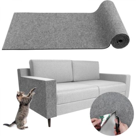 Tapis Griffoir Adhésif pour Chat - Protection Canapé Anti-Griffe DIY - Remplacement de la Tour à Chat (Gris Clair, 30×100cm) (1/5)