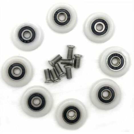 Lot de 8 roues de rechange pour porte de douche de 23 mm de diamètre Fixation de porte et paroi de douche (1/5)