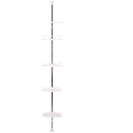 Étagère de douche et étagère Étagère de douche télescopique 100-320 cm Étagère de douche réglable en hauteur sans perçage Étagère d'angle télescopique avec 4 paniers (1/5)