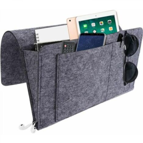 Organisateur De Chevet Canapé Accoudoirs Organisateur Range Telecommande Canape Vide Poche Lit Poche De Lit Sac De Rangement De Chevet Chevet à Suspendre Housse Rangement Bureau, Gris Foncé (1/5)