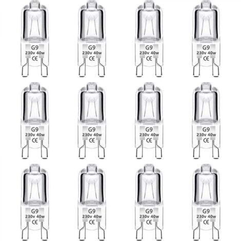 Lot de 12 Ampoule Halogène G9 40W 230V Dimmable 0-100%, 480LM, Blanc Chaud 2700K, G9 Bi-Pin Base Halogène Lampe, Sans Scintillement, pour Four, Lustres, Lampes de Paysage, Éclairage d'armoire (1/5)