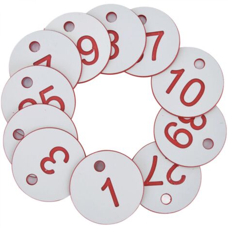 Lot de 50 étiquettes rondes numérotées en ABS pour ruche avec trou, fournitures d'apiculture pour le bétail, blanc 1-50 (1/5)