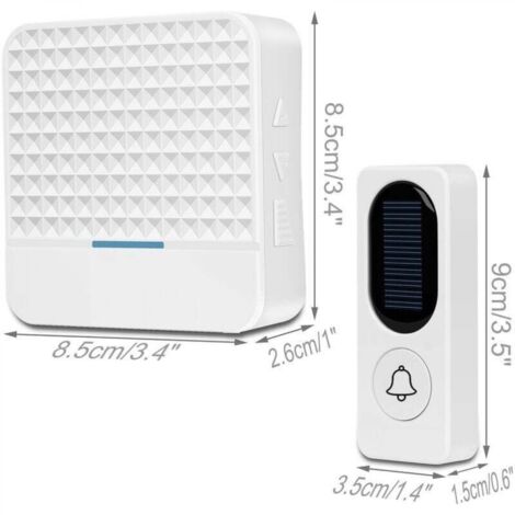 Sonnette sans fil Sonnette solaire électronique sans fil, blanche 8,5  8,5  2,6 cm, 9  3,5  1,5 cm (1/3)