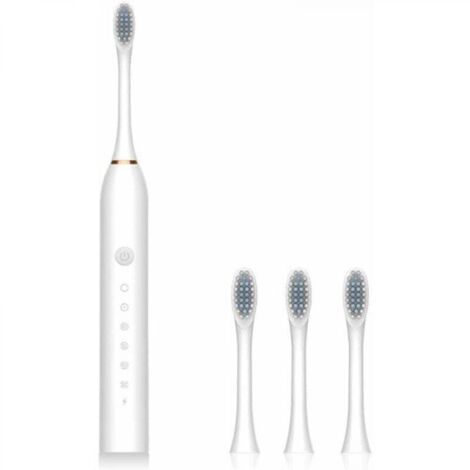 Brosse à dents électrique Portable IPX7 étanche Rechargeable 6 vitesses brosse à dents maison salle de bain dispositif de nettoyage, Blanc (1/5)