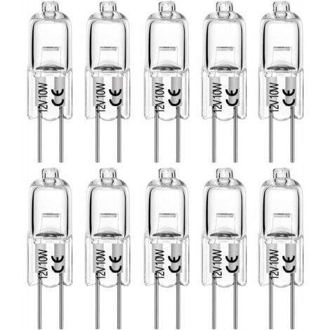 Ampoules halogènes G4 10W 12V T3 JC Type 2 broches de remplacement de base pour paysage sous armoire Puck Light Track Lighting Dimmable (10 Pack) (1/4)