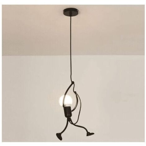 Suspension Créatif - Moderne - Fer - Gens Dessin animé - Conception - Lampe suspendue pour Des Enfants - Chambre - Chevet - Salon - Grenier - Noir (1/5)