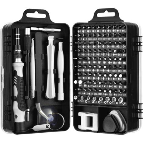 115 EN 1 Mini Set Tournevis Precision,Kit Tournevis de Précision pour machine à laver, climatiseur, réfrigérateur, ventilateur électrique, télévision, ordinateur,macbook,iphone,montre Noir Tournevis (1/5)