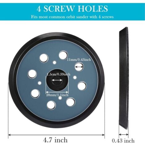 2 Pièces 125mm Tampon de Ponceuse de Remplacement Orbitale à Crochet et Boucle à 8 Trous Plateau de Ponçage (Bleu) (1/4)