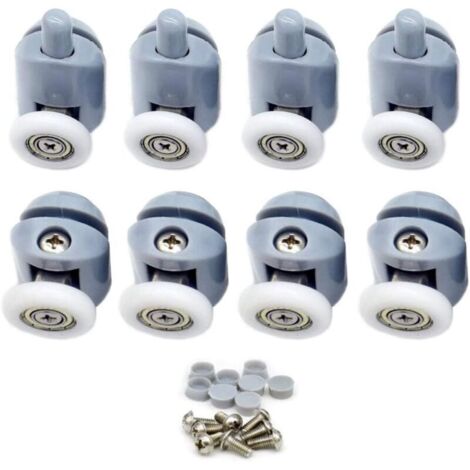 Fixation de porte et paroi de douche Roulettes pour Porte de Douche 8 pièces Galets de porte de douche Roulette Porte Coulissante Douche Roulettes Cabine de Douche pour Porte Douche Salle de Bain 23mm (1/5)
