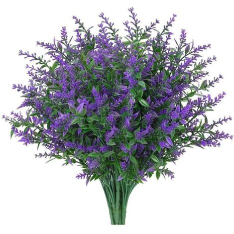 12 Pcs Plante de Lavande Artificielle Intérieur et Extérieur Plastique Résistant aux UV Fausses Fleurs Plantes Bouquets pour Arrangement Floral, Décorations de Mariage à la Maison et au Jardin, Violet (1/5)