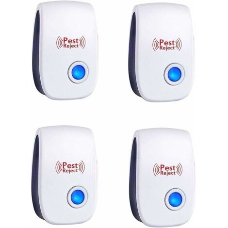 Lot de 4 répulsifs antiparasitaires à ultrasons - Répulsif électronique pour souris et rats - Répulsif antiparasitaire pour insectes et araignées (1/5)