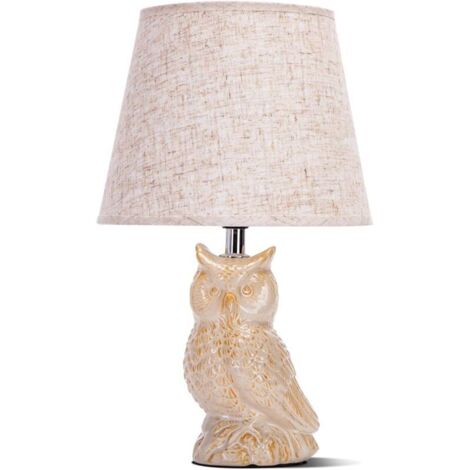 Lampe de table en céramique, lampe de table vintage avec abat-jour en tissu, douille E14, max. 40W, lampe de chevet moderne, veilleuse pour chambre, salon, bureau (sans ampoule) - H325mm (1/5)