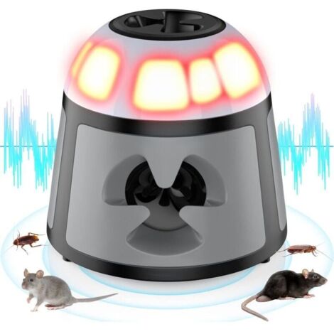 Ultrason Souris et Rats, Repulsif Souris Ultrasons 360° Anti Souris avec Lumière LED Appareil Ultrason pour Nuisible Rongeurs Plug in Répulsif Intérieur Dispositif Anti Nuisible Cafards pour Jardin (1/5)
