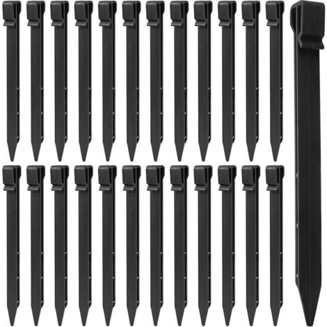LATERN 25 Pièces Piquets de Sol en Plastique, 25CM Piquets de Bordure de Paysage Robustes Piquets de Tente Pointes d'ancrage pour Tentes Planche Terrasse Bordure Pelouse Jardin Extérieur (Noir) (1/4)