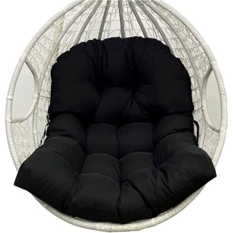 Coussin de chaise en forme d'œuf, coussin de chaise suspendu amovible,coussin de remplacement pour balançoire de jardin, coussin de balançoire en forme d'œuf imperméable (coussin uniquement), noir (1/5)