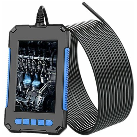 Endoscope industriel - Caméra d'inspection numérique HD 1080p - Écran 4,3 - Caméra serpent étanche 5,5 mm - Avec 6 lumières LED - Câble semi-rigide de 10 m - Bleu