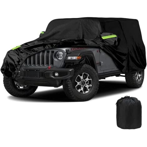 Housse De Protection De Voiture Étanche pour Jeep Wrangler 2 Portes Cj,Yj, Tj & Jk, Couverture De Voiture De Garage Complet De Voiture 210D avec Bretelles Coupe-Vent (Noir, 2 Portes) (1/5)