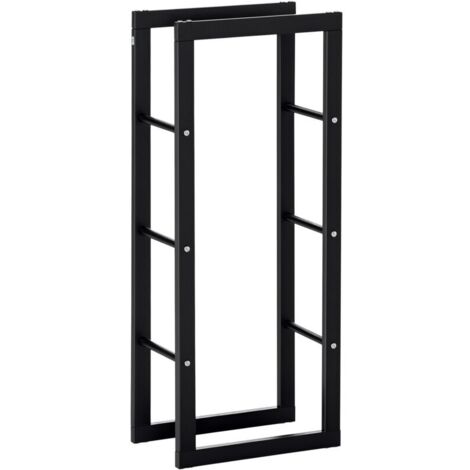 Range-bûches HOMCOM en métal 40 x 25 x 100 cm, système d'empilage, structure en acier, supporte jusqu'à 100 kg, abri à bûches extérieur, range-bûches, rangement pour bois de chauffage pour jardin, ter (1/5)