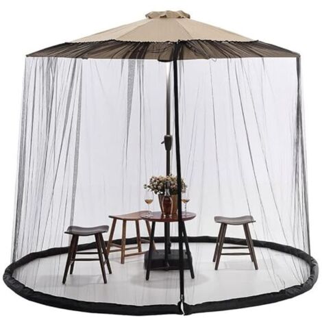 Filet moustiquaire pour parasol, écran en maille pour la canopée de parasol de terrasse, 11-12FT pour parasol de terrasse extérieur avec filet en polyester, base remplissable Ikodm (1/4)