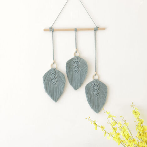 Tapisserie murale en macramé tapisserie tissée à la main de Style bohème, pour cadeaux chambre salon dortoir décor à la maison décoration de mariage,(Bleu) (1/5)