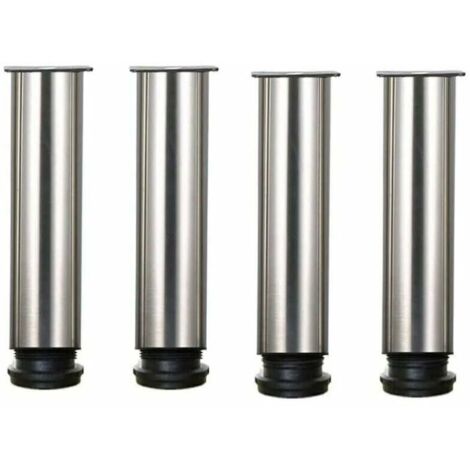 Lot de 4 pieds de meuble - Acier inoxydable - Réglables en hauteur de 25 cm - Idéal pour canapé, table, armoires (1/4)