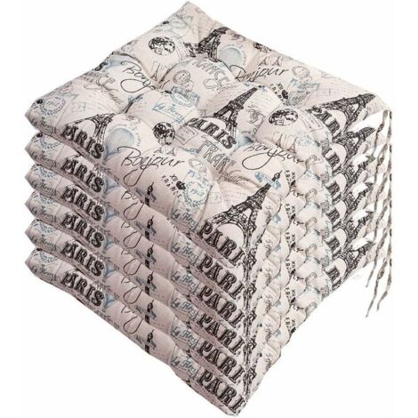Lot de 6 galettes de chaise  - 40x40 - Coussin décoratif - Coussin de chaise - Coussins de jardin - Polyester (1/5)
