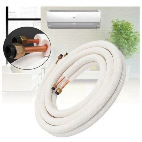 Tuyau en cuivre pour climatiseur 1/4 3/8 - Tuyau réfrigérant en cuivre et aluminium isolé - Pièces pour climatiseur - 3 mètres, Blanc (1/4)