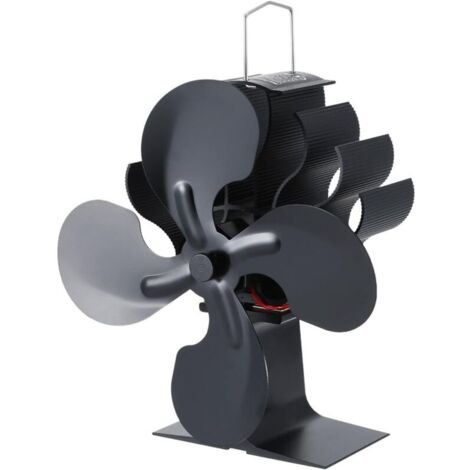 Ventilateur de poêle, ventilateur de poêle à 4 pales, brûleur chauffant pour poêle, brûleur d'aromathérapie avec ventilateur, ventilateur écologique et silencieux à haute efficacité de distribution de (1/5)
