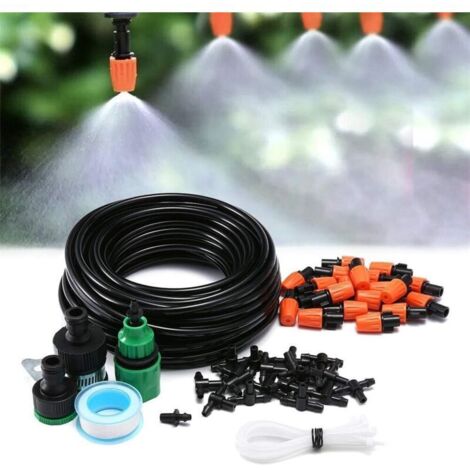 Kit d'arrosage goutte à goutte de jardin, 55 pièces, système d'arrosage automatique pour plantes de patio avec buse réglable pour parterre de fleurs paysager (15 m) (1/5)