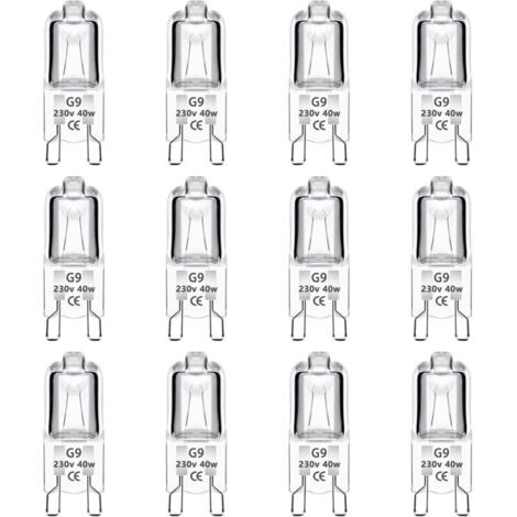 Lot de 12 Ampoule Halogène G9 40W 230V Dimmable 0-100%, 480LM, Blanc Chaud 2700K, G9 Bi-Pin Base Halogène Lampe, Sans Scintillement, pour Four, Lustres, Lampes de Paysage, Éclairage d'armoire (1/5)