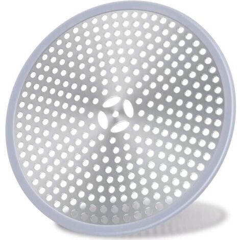 Drain de Douche, Filtre de Cheveux, Filtre pour bonde de Douche, Grille Douche Anti Cheveux, Couverture de Drain Filtre à Évier, Attrape-Cheveux Douche Drain - Acier Inoxydable Argent et Silicone (1/5)