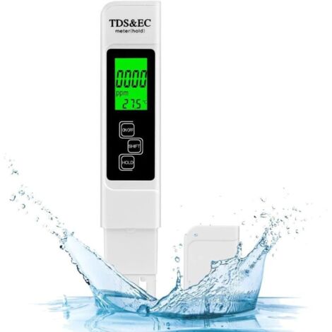 Testeur de qualité de l'eau, pH-mètre 4 en 1, TDS et EC, thermomètre avec écran LCD, haute précision (résolution 0,01), pour eau potable, piscines, aquariums, culture hydroponique (ne peut pas tester (1/5)