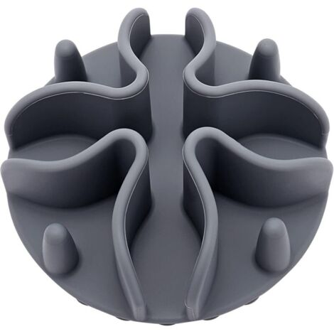Gamelle anti-glouton pour chien ou chat, gamelle lente en silicone antidérapante pour gamelle taille L, grise (1/4)