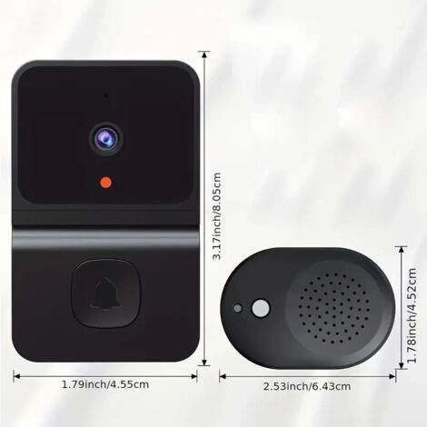 1 sonnette intelligente WiFi avec batterie intégrée – Caméra de sécurité sans fil avec audio bidirectionnel, prend en charge le WiFi 2,4 G pour la sécurité à domicile Design élégant en noir