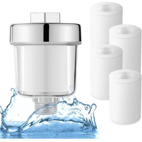 Filtre de douche, filtre à eau pour pommeau de douche avec 5 cartouches filtrantes (filtre de douche) (1/5)